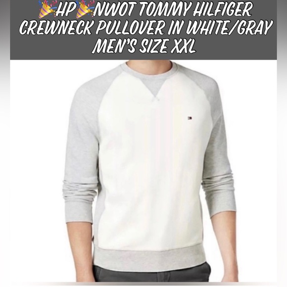 🎉HP🎉NWOT Tommy Hilfiger Crewneck Pullover Sweatshirt White/Gray Size Men's XXL - Picture 12 of 12